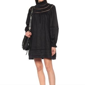 Isabel Marant Etoile "Adenia" black linen boho dress Sz 38/6 (Oversized)